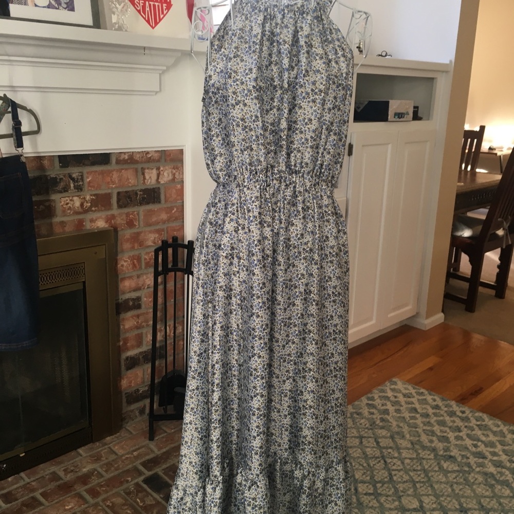 Light blue ditsy print dress